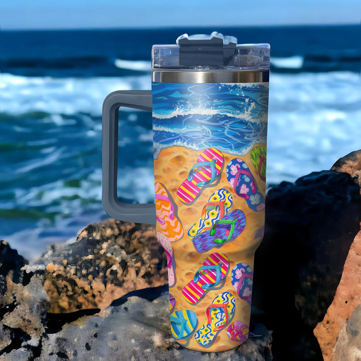 Life Is Better in Flip Flops - Tumbler with Handle - NCU0TL008