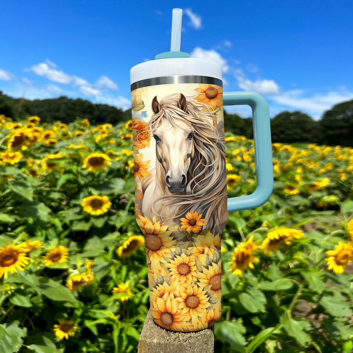 Field of Gold - Tumbler With Handle - Gift For Horse Lovers NCU0PT003