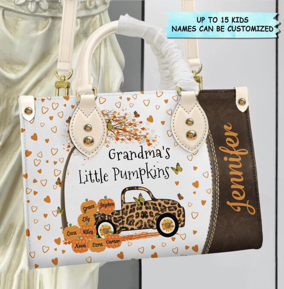 Personalized Leather Bag - Gift For Grandma - Grandma's Little Pumpkins