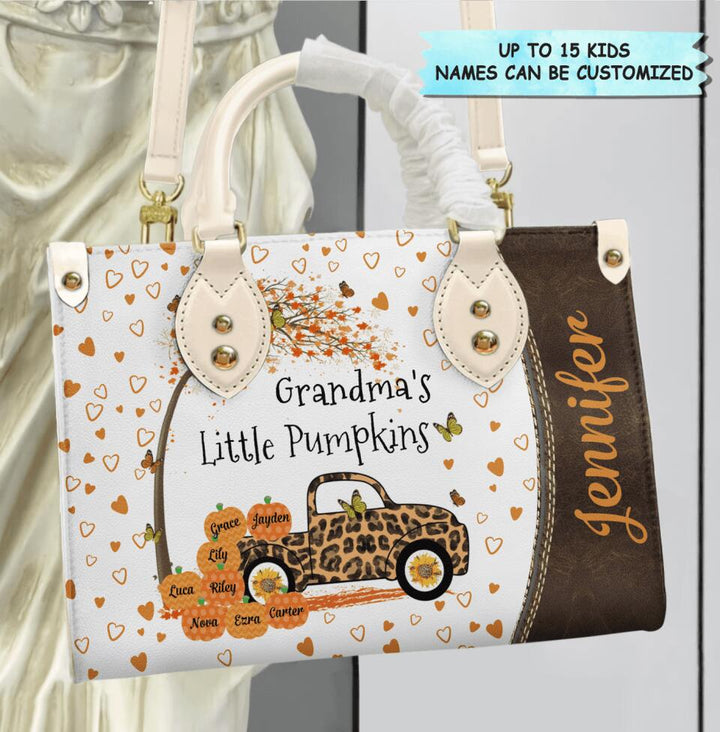 Personalized Leather Bag - Gift For Grandma - Grandma's Little Pumpkins