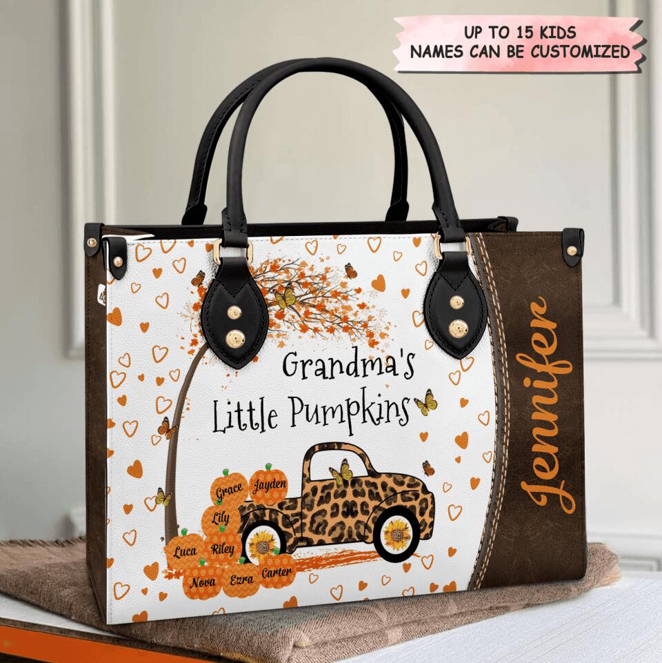 Personalized Leather Bag - Gift For Grandma - Grandma's Little Pumpkins