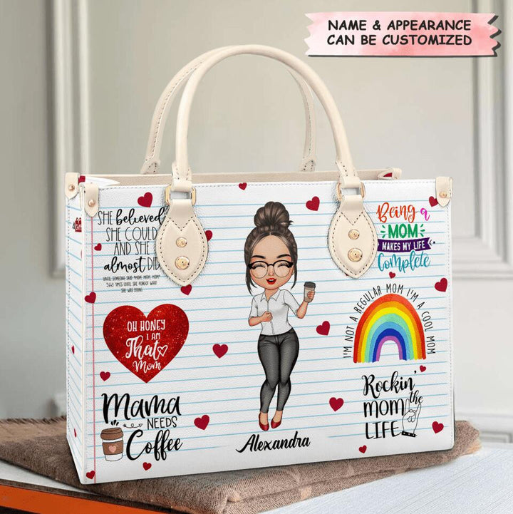 Personalized Leather Bag - Gift For Mom - Being A Mom Makes My Life Complete