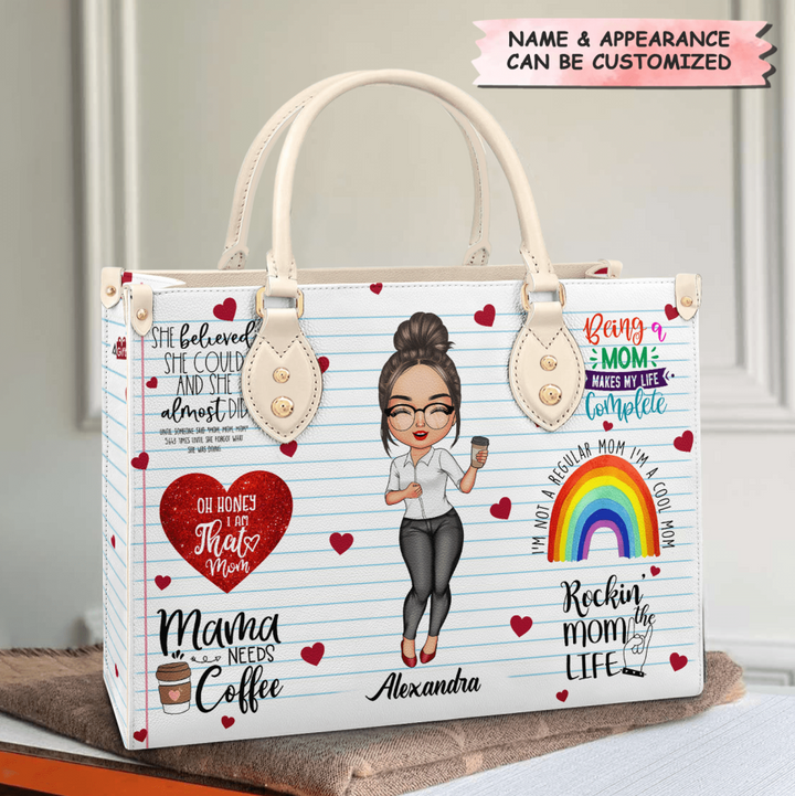 Personalized Leather Bag - Gift For Mom - Being A Mom Makes My Life Complete