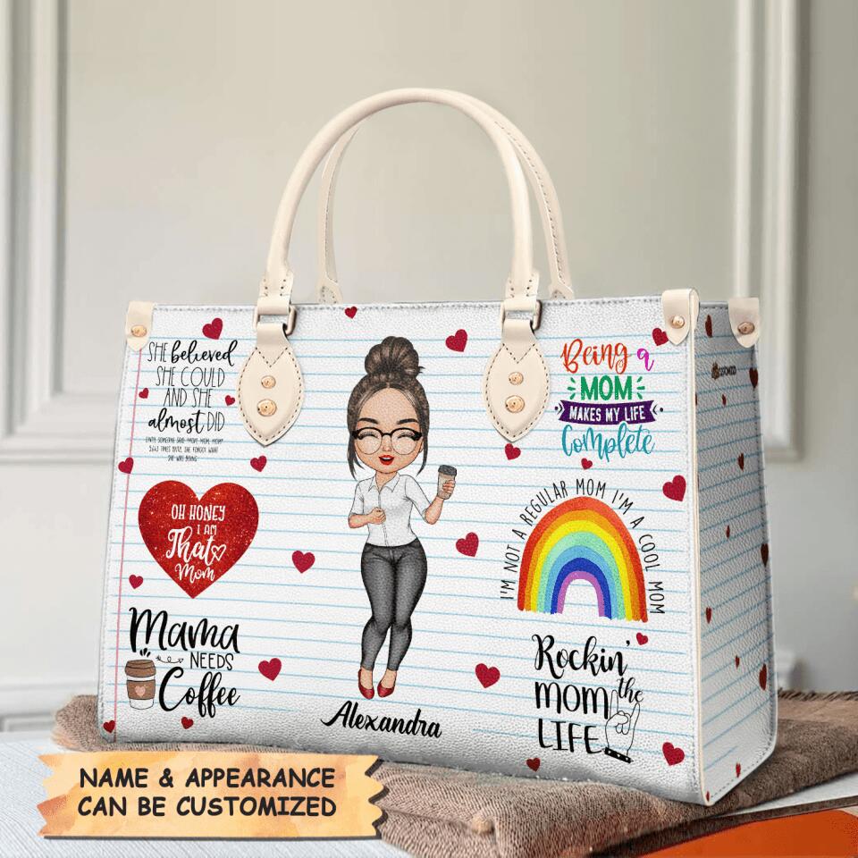 Personalized Leather Bag - Gift For Mom - Being A Mom Makes My Life Complete