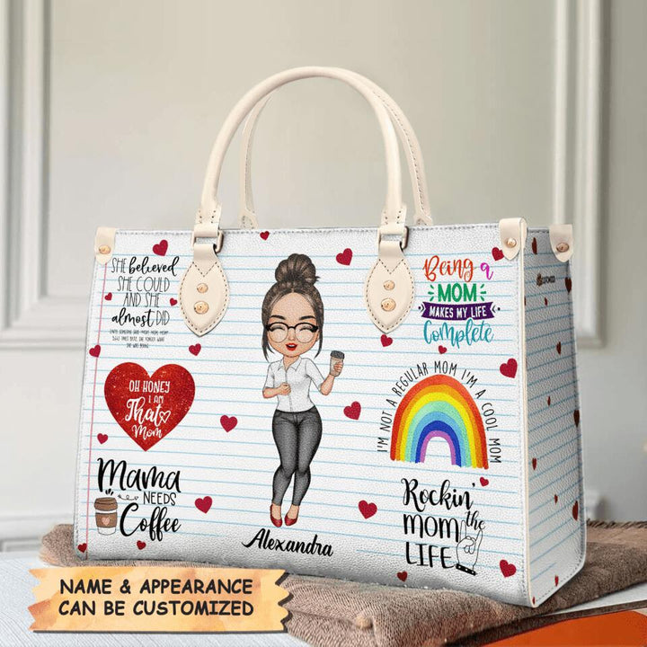 Personalized Leather Bag - Gift For Mom - Being A Mom Makes My Life Complete