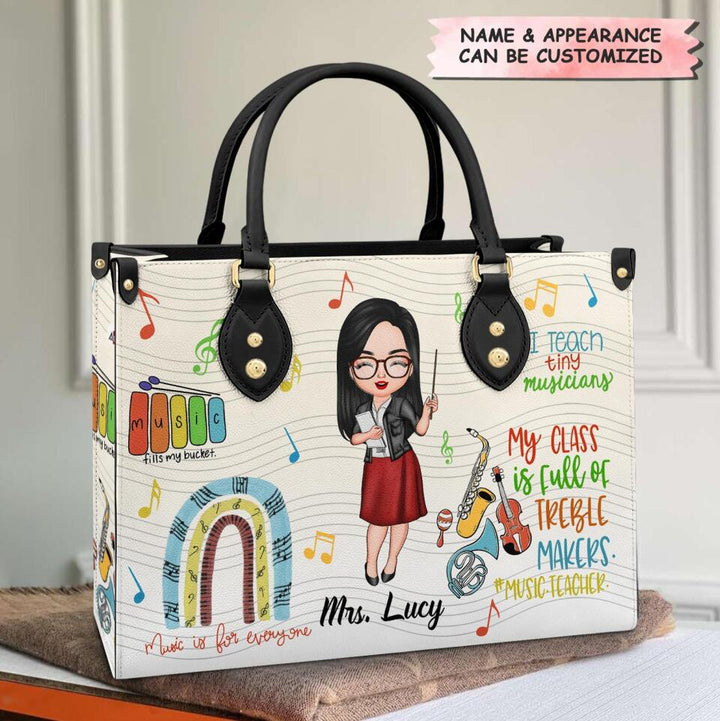 Personalized Leather Bag - Gift For Music Teacher - I Teach Tiny Musicians