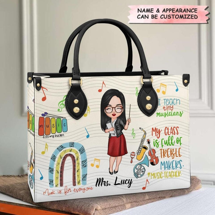 Personalized Leather Bag - Gift For Music Teacher - I Teach Tiny Musicians