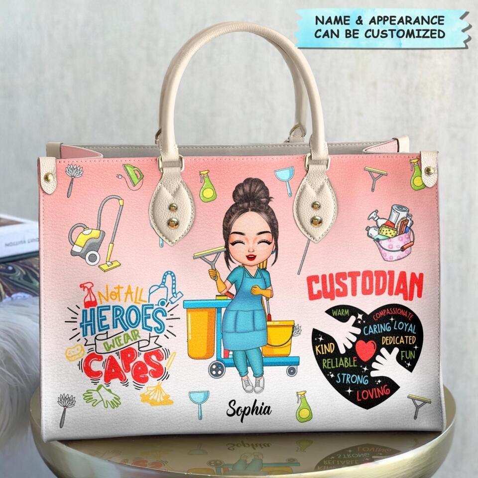 Personalized Leather Bag - Gift For Custodian - Not All Heroes Wear Capes