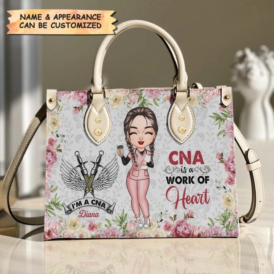 Personalized Leather Bag - Nurse's Day, Birthday Gift For Nurse - A Work Of Heart ARND018