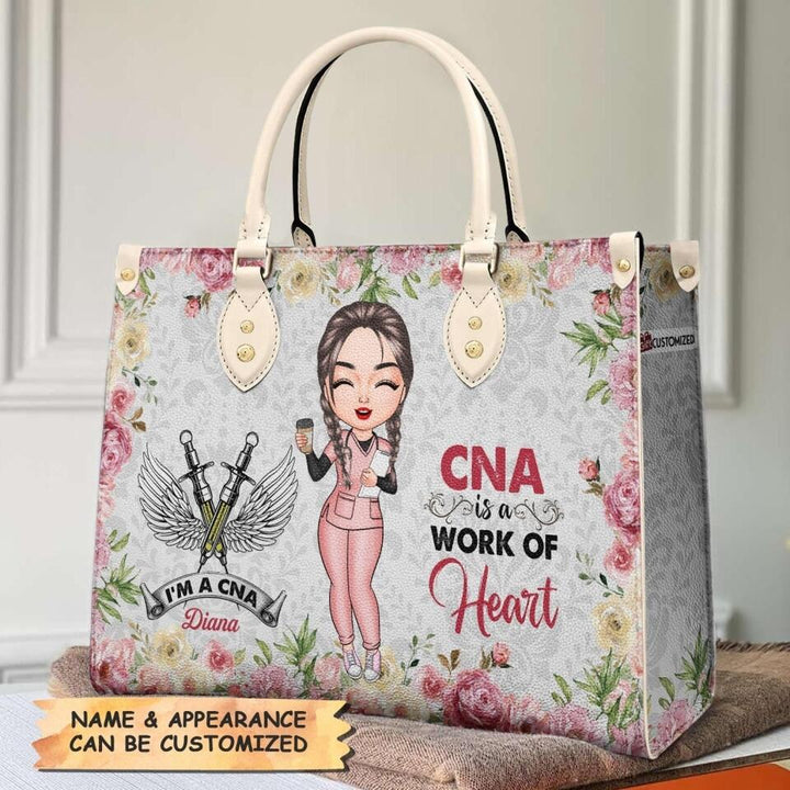 Personalized Leather Bag - Nurse's Day, Birthday Gift For Nurse - A Work Of Heart ARND018