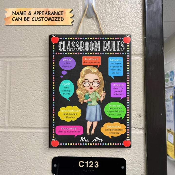 Personalized Door Sign - Gift For Teacher - Classroom Rules