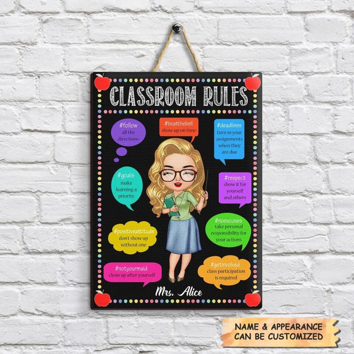 Personalized Door Sign - Gift For Teacher - Classroom Rules