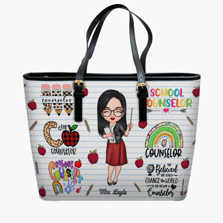 Personalized Leather Bucket Bag - Gift For Counselor - C Is For Counselor