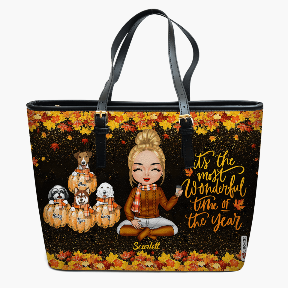 Personalized Leather Bucket Bag - Gift For Dog Lover - It's The Most Wonderful Time Of The Year