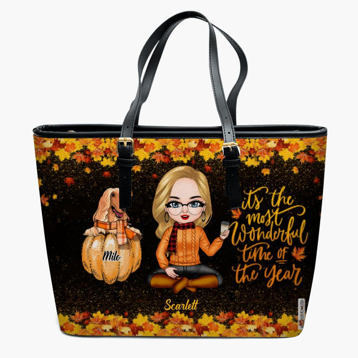 Personalized Leather Bucket Bag - Gift For Dog Lover - It's The Most Wonderful Time Of The Year