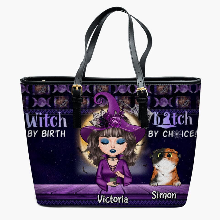 Personalized Leather Bucket Bag - Gift For Cat Lover - Witch By Nature
