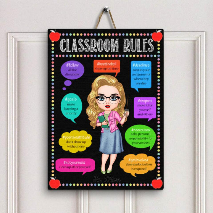 Personalized Door Sign - Gift For Teacher - Classroom Rules