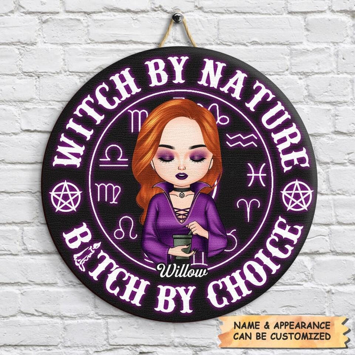Personalized Door Sign - Gift For Wiccan - Witch By Nature