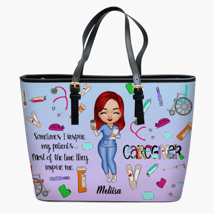 Personalized Leather Bucket Bag - Gift For Nurse - Caregivers