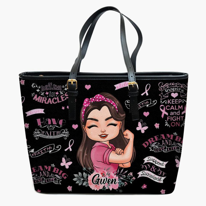 Personalized Leather Bucket Bag - Gift For BC Fighter - BC Fighter Keep Calm And Fight On