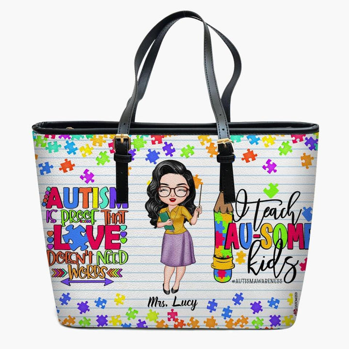 Personalized Leather Bucket Bag - Gift For Teacher - I Teach AU-Some Kids