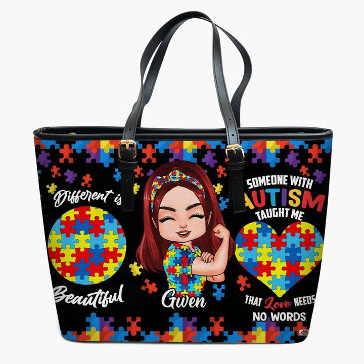 Personalized Leather Bucket Bag - Gift For AU Fighter - Different Is Beautiful