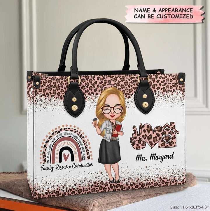 Personalized Leather Bag - Gift For Family Resource Coordinator - Love My Job