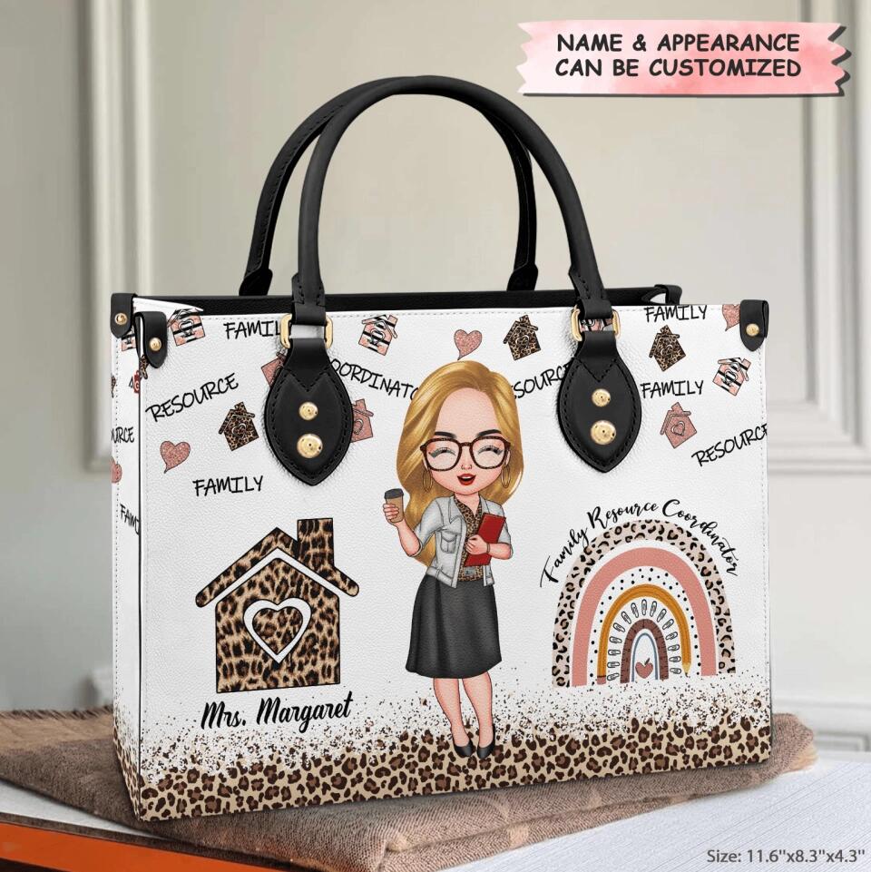 Personalized Leather Bag - Gift For Family Resource Coordinator - Love My Job