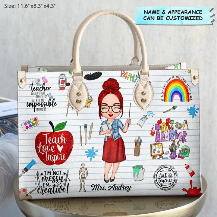 Personalized Leather Bag - Gift For Art Teacher - Proud Art Teacher
