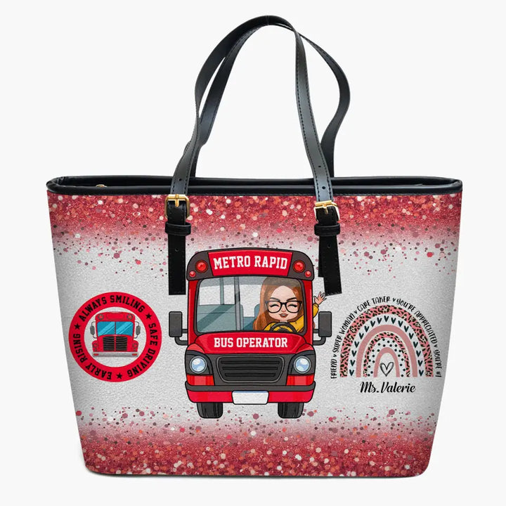 Personalized Leather Bucket Bag - Gift For City Bus Driver - Metro Rapid Bus Operator