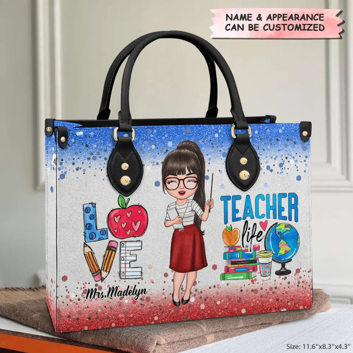 Personalized Leather Bag - Gift For Teacher - Love Teacher Life