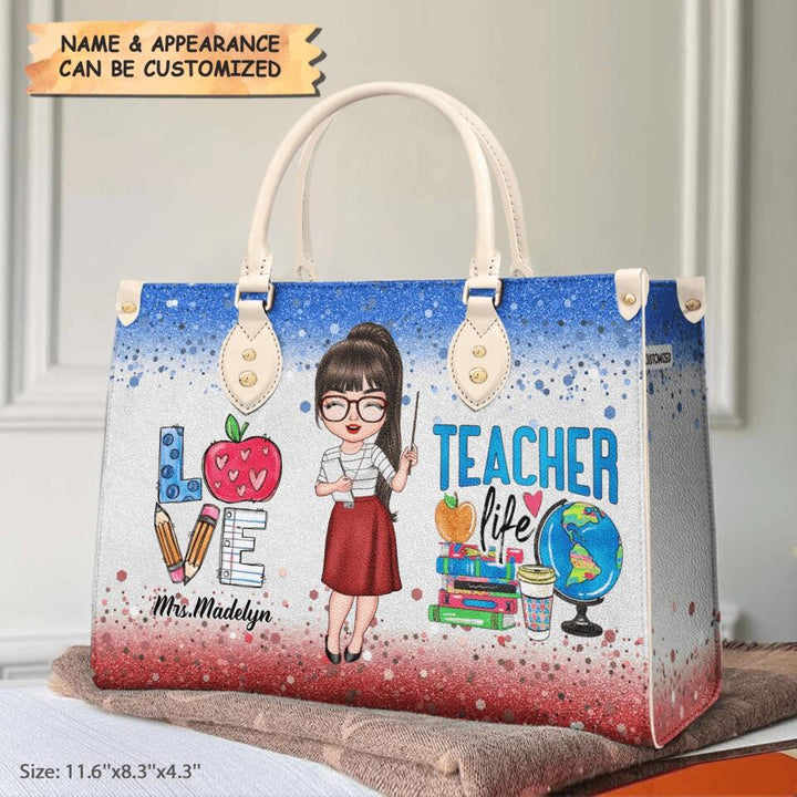 Personalized Leather Bag - Gift For Teacher - Love Teacher Life