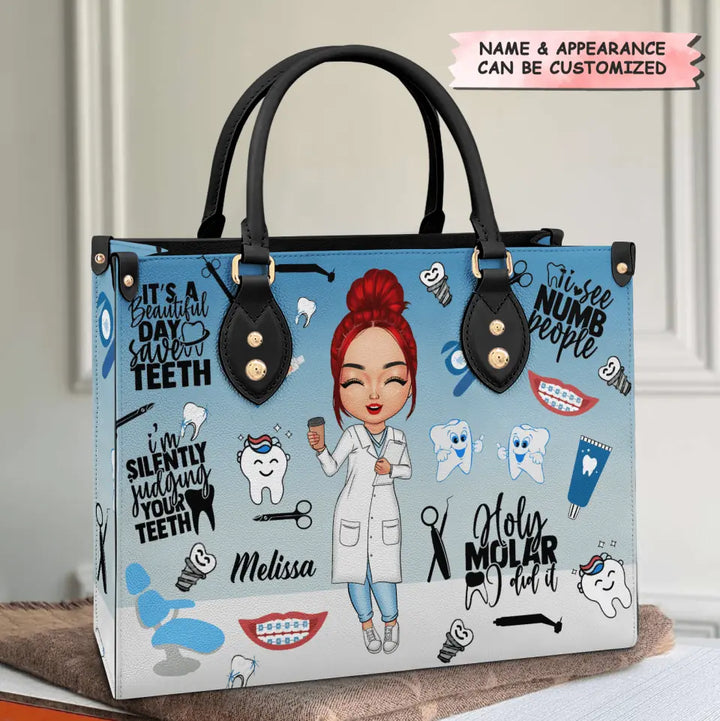 Personalized Leather Bag - Gift For Dentist & Dental Assistant - It's A Beautiful Day To Save Teeth