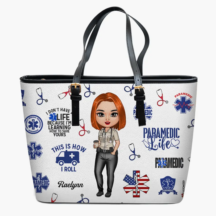 Personalized Leather Bucket Bag - Gift For Paramedic - Paramedic Life