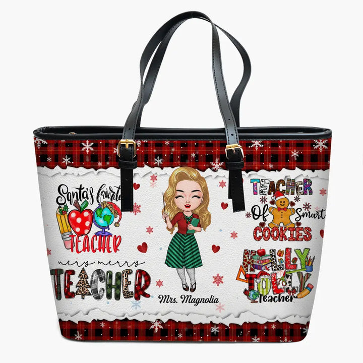 Personalized Leather Bucket Bag - Gift For Teacher - Teacher Of Smart Cookies