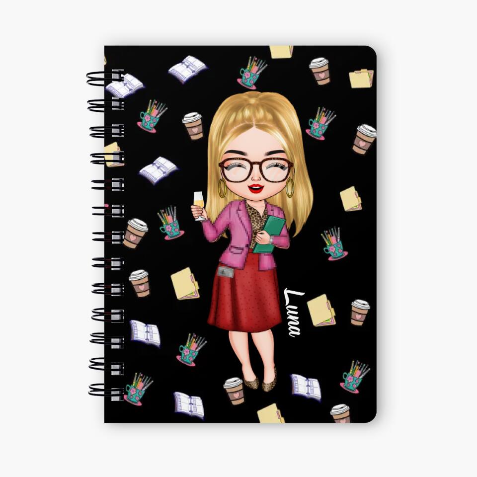 Personalized Spiral Journal - Gift For Probation Officer - First I Drink Coffee Then I Do The Things