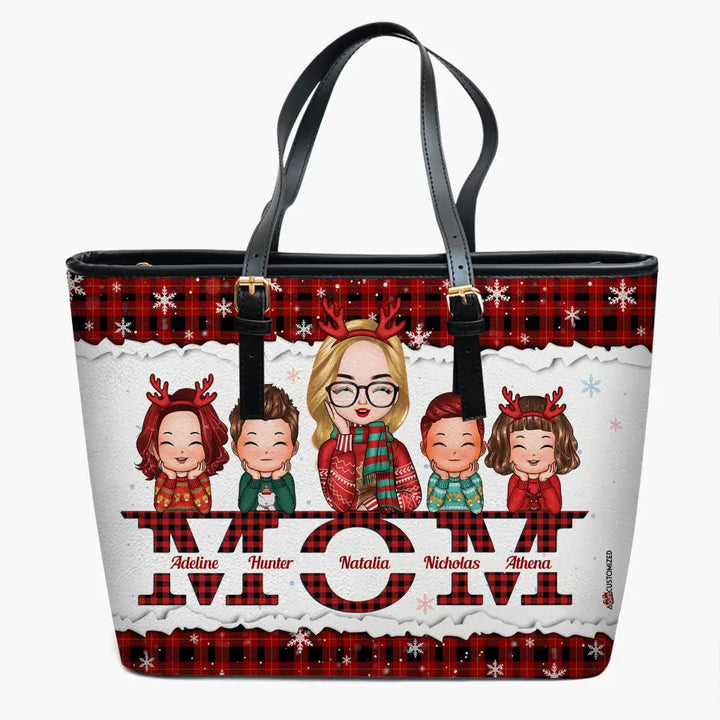 Personalized Leather Bucket Bag - Gift For Mom - Mom Christmas ARND0014
