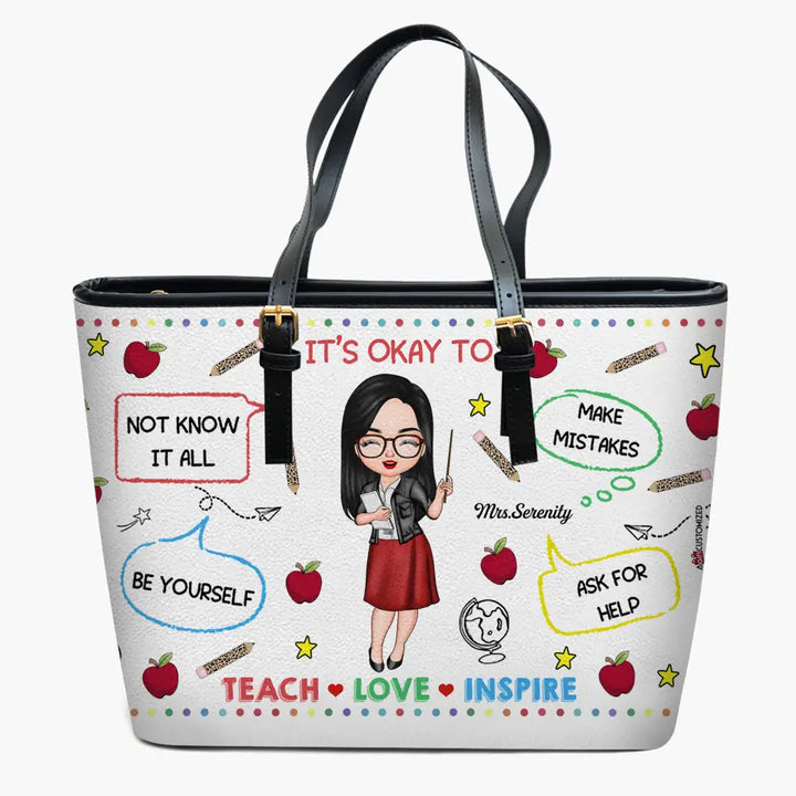 Personalized Leather Bucket Bag - Gift For Teacher - Teach Love Inspire ARND037