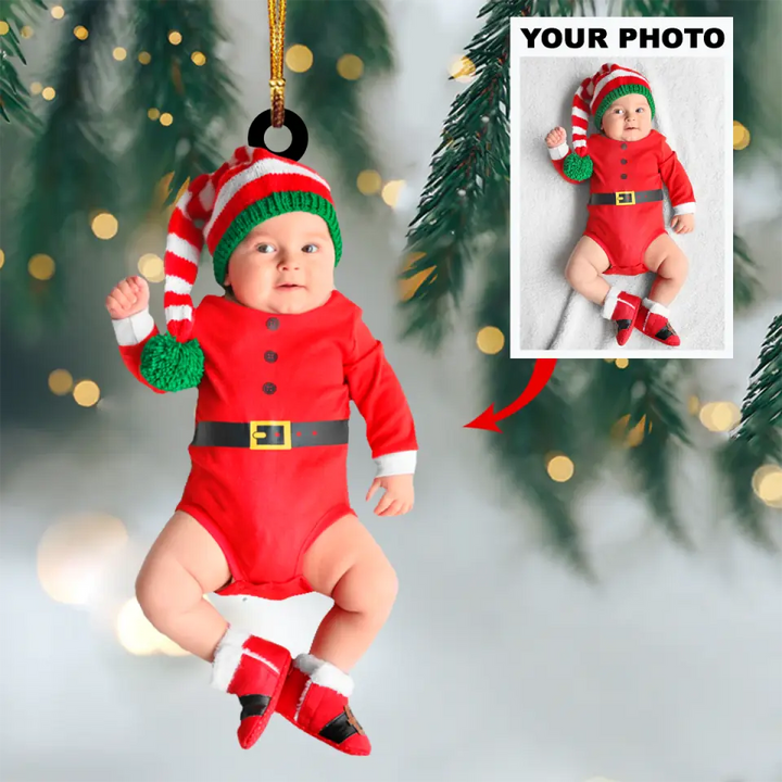 Personalized Photo Mica Ornament - Gift For Baby - Merry Christmas My Baby ARND005