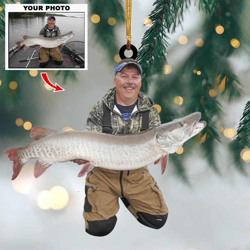 Personalized Photo Mica Ornament - Gift For Fishing Lover - Love Fishing ARND036
