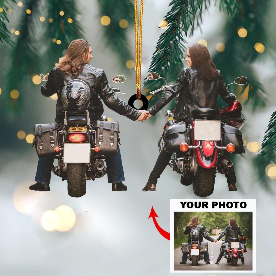 Personalized Photo Mica Ornament - Gift For Biking Lover - Motorcyclist ARND0014