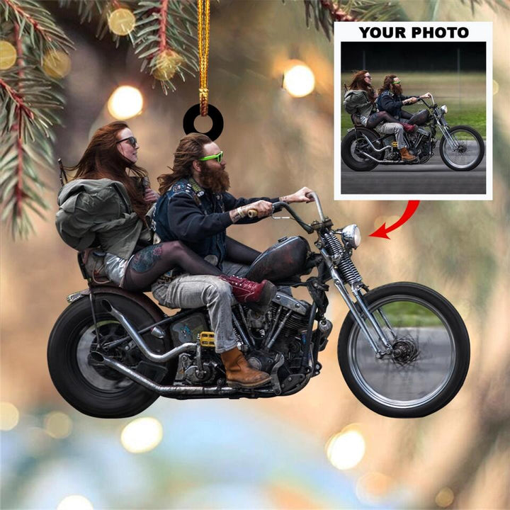 Personalized Photo Mica Ornament - Gift For Biking Lover - Motorcyclist ARND0014