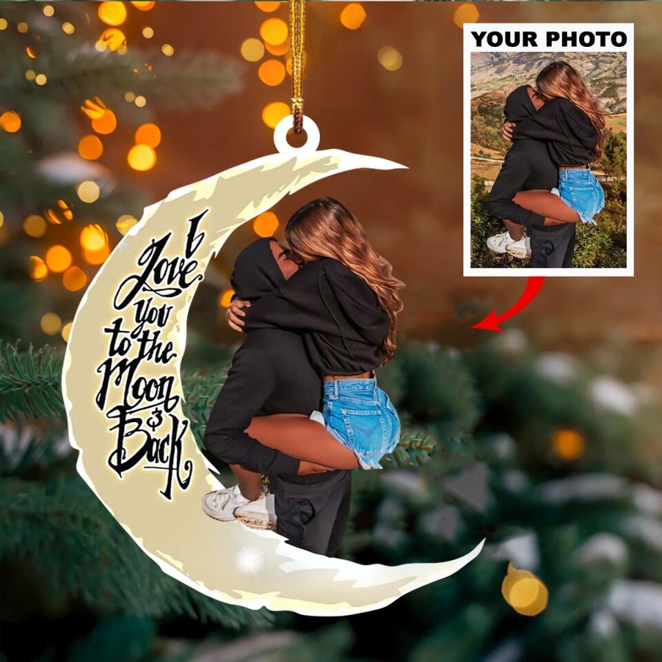 Personalized Photo Mica Ornament - Gift For Couple - I Love You To The Moon And Back ARND0014 AGCPD002