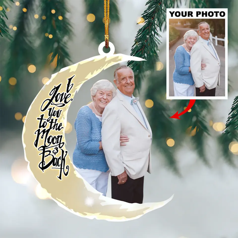 Personalized Photo Mica Ornament - Gift For Couple - I Love You To The Moon And Back ARND0014 AGCPD002