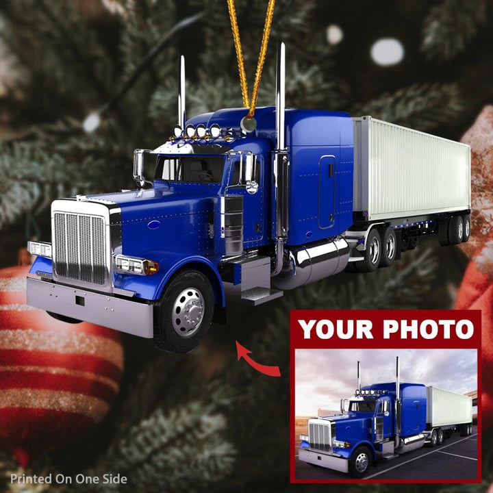 Personalized Photo Mica Ornament - Gift For Trucker - Custom Image Truck Ornament ARND037