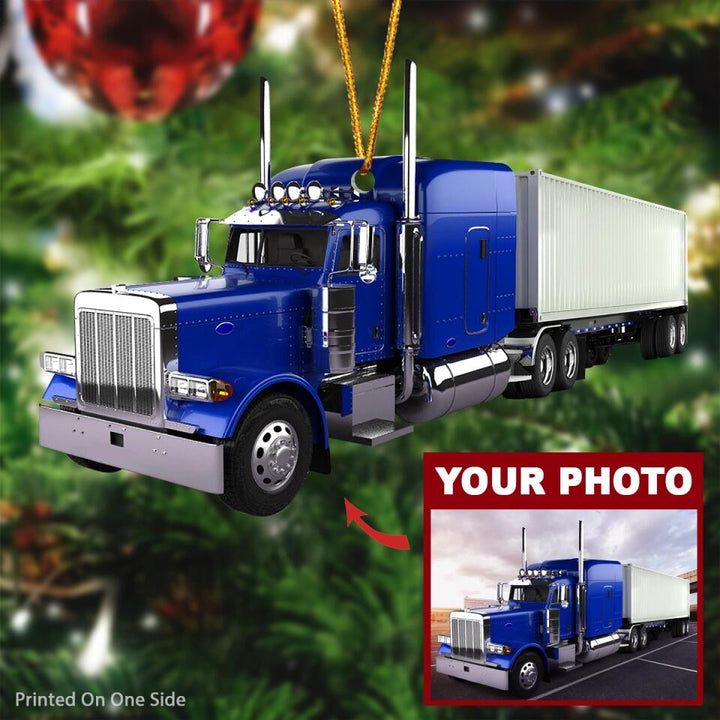 Personalized Photo Mica Ornament - Gift For Trucker - Custom Image Truck Ornament ARND037