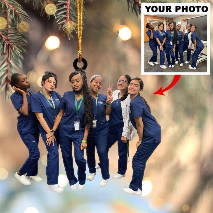 Personalized Photo Mica Ornament - Gift For Nurse - Nurse Besties ARND005