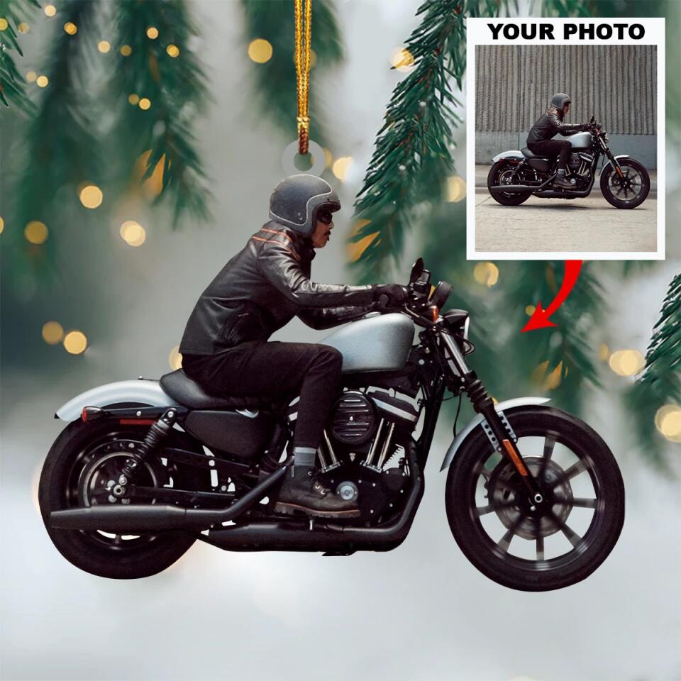 Personalized Photo Mica Ornament - Gift For Riding Lover - Custom Photo Motorcycle ARND037