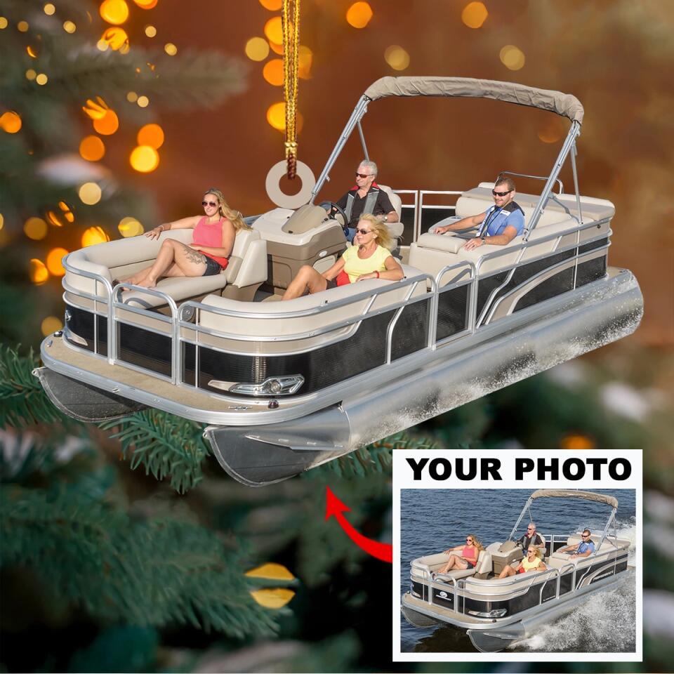 Personalized Photo Mica Ornament - Gift For Pontoon Lover - Pontoon Gang ARND018