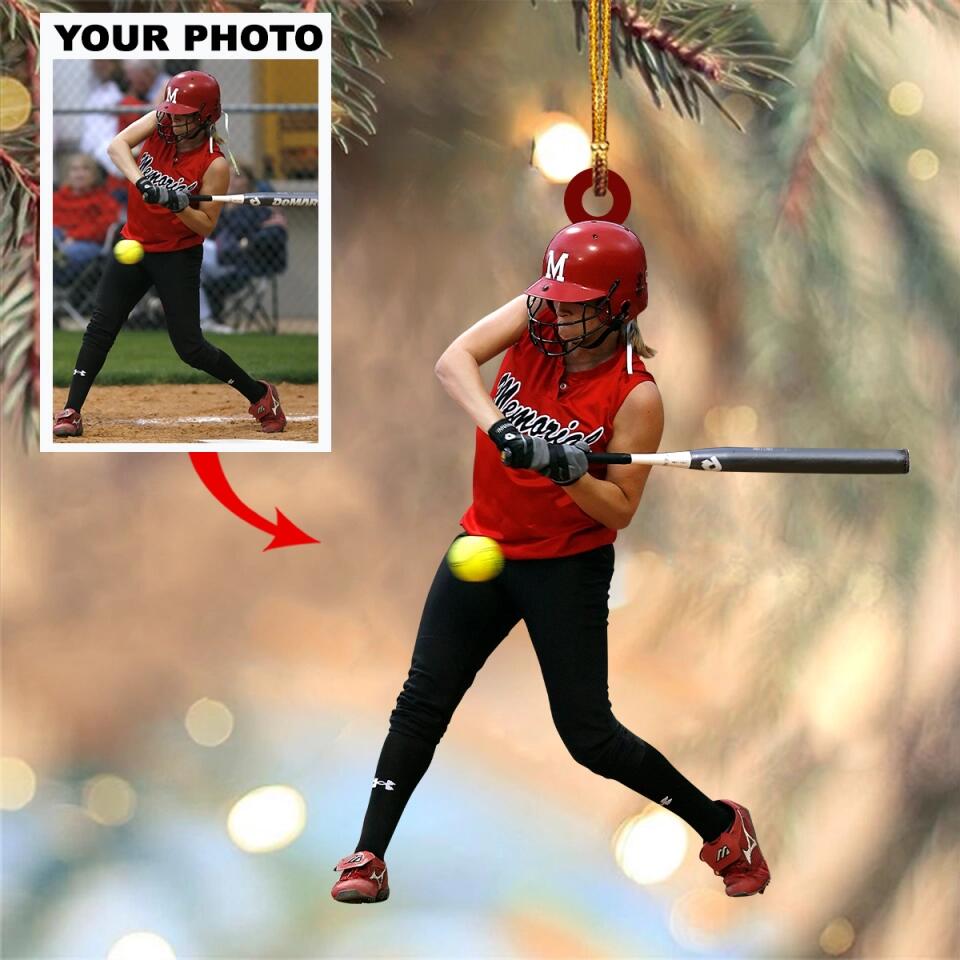 Personalized Photo Mica Ornament - Gift For Sport Lover - Baseball Softball ARND0014